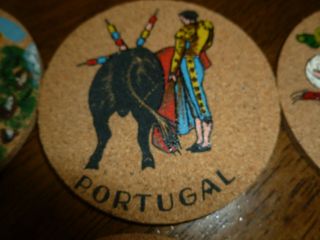 Vintage Cork Coasters - set of 6 - Handpainted - Portugal - Mr.  Coaster - Lisbon 3