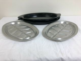 NORDIC WARE SERV - A - SIZZLER,  NO.  24040 VINTAGE PLATTERS AND HOLDERS,  SET OF 2. 3
