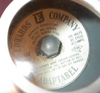 Edwards Co.  No.  340 Adaptabel 7 " Diameter 24v 60 Cycle.  34 Amps Vintage Bell