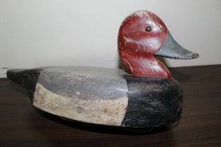 Red Head Antique Wooden Duck Decoy Estate Find Rare Hand Carved 4 Folk Art