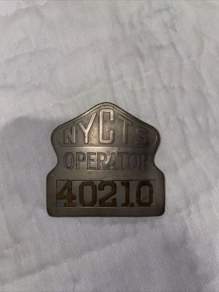 Vintage York City Transit System Nycts Subway Mta Train Bus Operator Badge