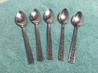 Set Of 5 Vintage Imperial,  Iic Korea Stainless Dinner Spoons Flatware