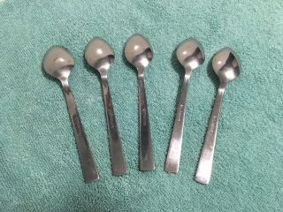 Set Of 5 Vintage Imperial,  IIC Korea Stainless Dinner Spoons Flatware 2