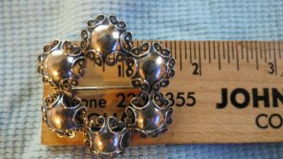 LARGE Vintage Beau Sterling.  925 Dome Scroll Round Brooch 2
