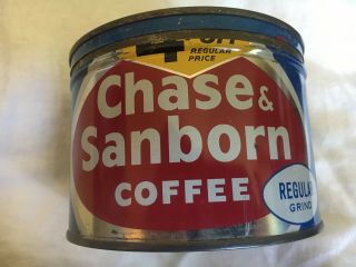 Vintage Chase & Sanborn Regular Grind 1 Lb.  Coffee Tin (empty) W/ Lid,  York