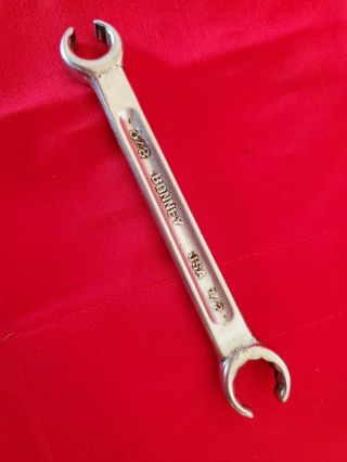 Vintage Bonney 2612 Flare Nut Open End Wrench 3/8 - 1/2