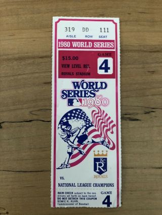 1980 World Series Ticket Stub Kansas City Royals Philadelphia Phillies Game 4