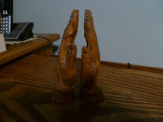 Vintage Solid Hand Carved Wood Praying Hands (6 " Tall) Detailed/beautiful