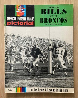 Vintage 1965 Afl Nfl Denver Broncos @ Buffalo Bills Football Program - Oct 24