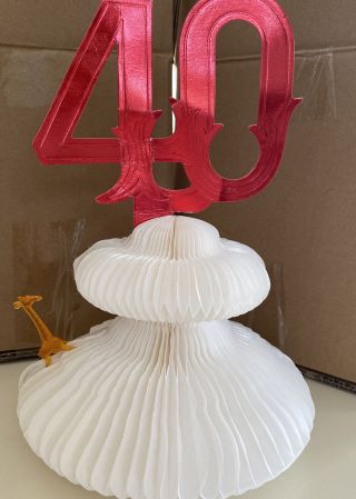 Amscan Honeycomb 40th Vintage Birthday Table Decor White & Red Honeycomb Bell