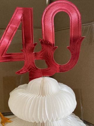 Amscan Honeycomb 40th Vintage Birthday Table Decor White & Red Honeycomb Bell 2