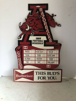 1988 Arkansas Razorback Football Schedule Budweiser Item