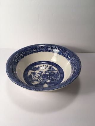 Vintage Blue Willow Serving Bowl 9 1/4” Diameter,  3” High