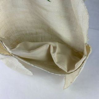 Vintage Handmade Linen Fabric Embroidered Christmas Wreath Pie Holder Keeper 3