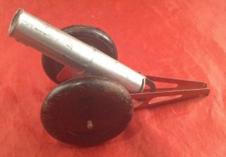 Vintage Toy Tin / Pressed Metal Cannon Spring Loaded Cork Shooter -
