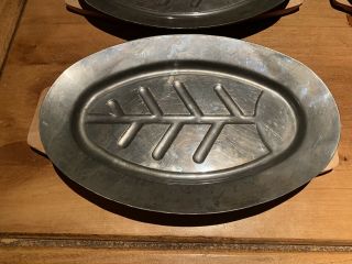 Vintage Set of 4 Metal Japanese Steak Plates Wood Platters for St Louis 2