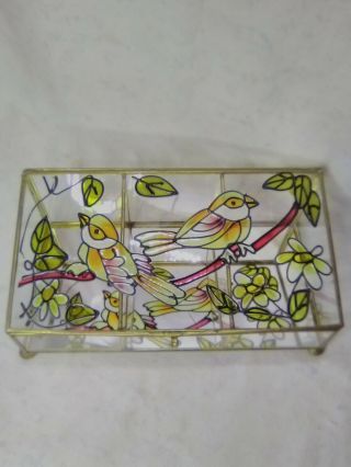 Vintage Large Lead Stained Glass Jewelry Box
