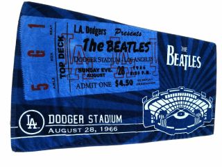 The Beatles Ticket Stub At Los Angeles Dodger Stadium Towel Sh