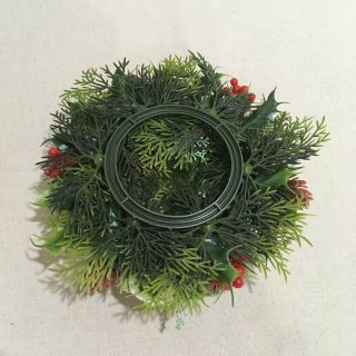 Vintage Christmas Candle Wreath Decor Floral Holiday Centerpiece 2