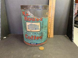Vintage Paper Label Maxwell House Coffee Can,  Tin,  1920 