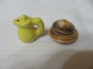 Vintage Arcadia Minature Salt And Pepper Shakers,  The Syrup And The Panckaes