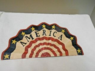 Rustic Primitive American Flag Painted Metal Sign Stars & Stripes Vintage