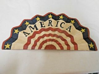 Rustic Primitive AMERICAN FLAG Painted METAL SIGN Stars & Stripes VINTAGE 2