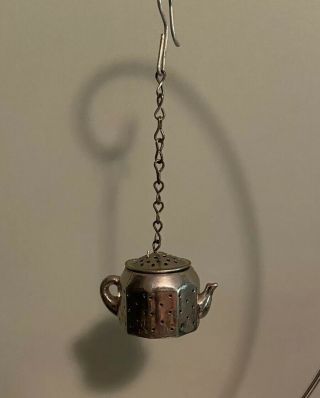 Vintage Silver Tea Bag Holder Strainer / Teapot Shaped Made In Japan
