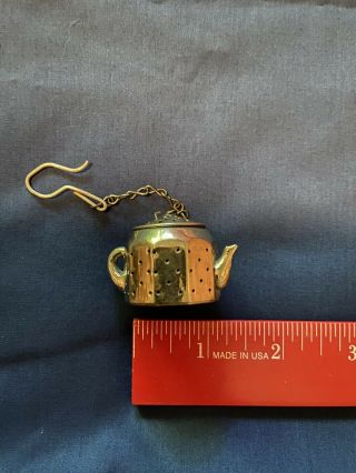 Vintage Silver Tea Bag Holder Strainer / Teapot Shaped Made In Japan 2