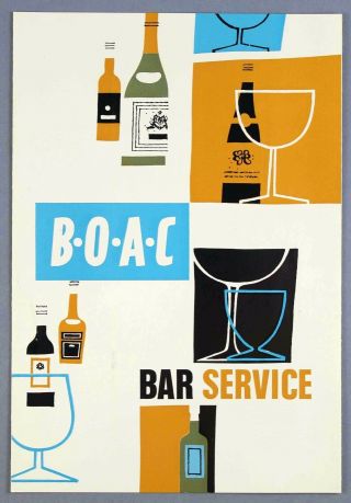 Boac Bar Service Vintage Airline Bar Service Menu 1963 B.  O.  A.  C.
