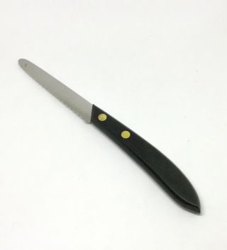 Vintage Stanley Paring Knife Stainless Serrated 3.  25” Blade Black Handle