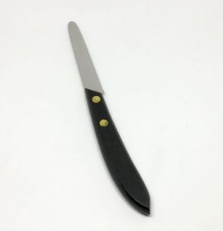 Vintage Stanley Paring Knife Stainless Serrated 3.  25” Blade Black Handle 2