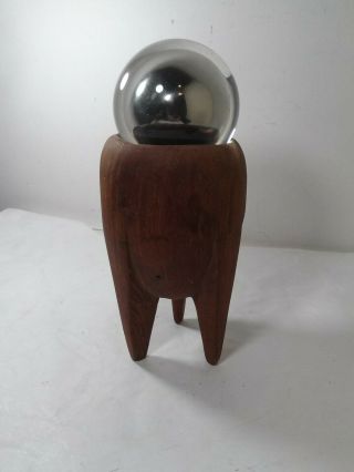 Unique Vintage Mcm 2 Piece Wood And Hard Resin Space Age,  Atomic Sculpture