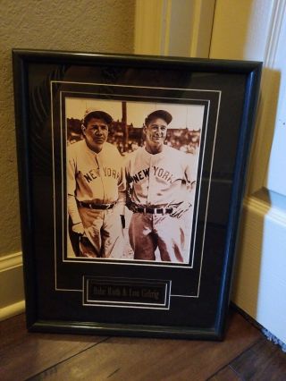 Custom Framed 8 X 10 Picture Of Babe Ruth & Lou Gehrig.  York Yankees.  Euc