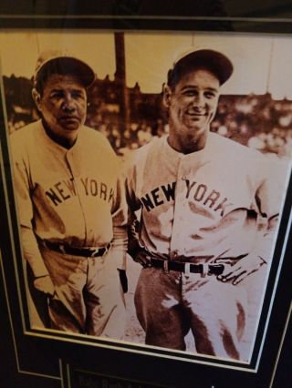 Custom Framed 8 X 10 Picture of Babe Ruth & Lou Gehrig.  York Yankees.  EUC 2
