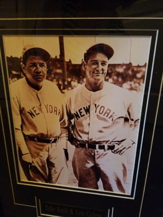 Custom Framed 8 X 10 Picture of Babe Ruth & Lou Gehrig.  York Yankees.  EUC 3