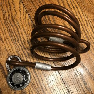 Vintage 1970’s Schwinn Approved Bicycle Security Cable With National Combo Lock