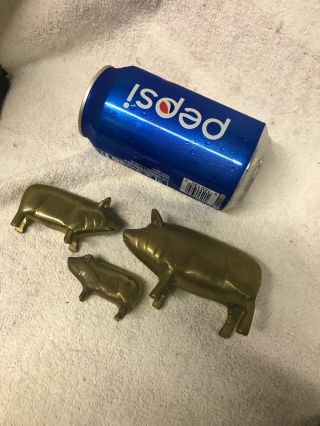 Vintage Pig Family Solid Brass Hog Pig Sow Figurine Paperweight Brass