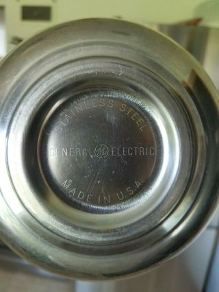 Vtg General Electric Stainless Steel Mixing Bowl Replacement Stand Mixer 1 1/2Qt 2
