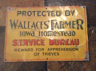 Vintage Antique Farm Sign Wallaces Farmer Iowa Homestead Reward Trespassing