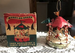 Vintage Christmas Tree Ornament Table Decoration Merry Go Round Carousel Delta
