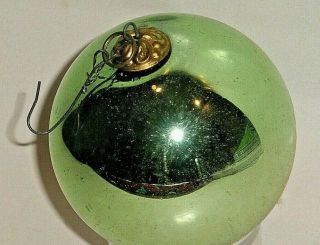 Vintage Antique Green Glass 10 " Kugel Christmas Ornament
