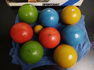 Vintage Sportcraft • Bocce Ball Set W/ Box Made In Italy (8) 4 " Balls