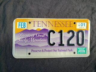 2001 Tennessee License Plate Smoky Mountains National Park C 120 Optional