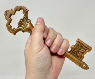 Large Brass Skeleton Key,  Vintage Decor,  Decorative,  Detailed Heavy Key