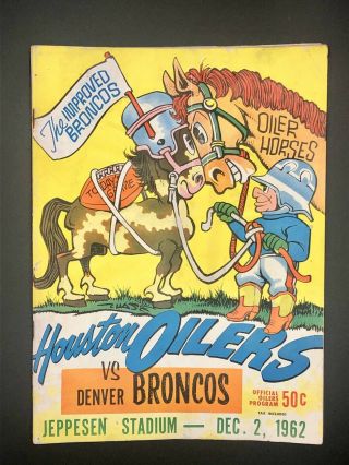 1962 Football Program Houston Oilers Vs Denver Broncos Afl Nfl