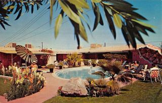 Palm Springs California San Lorenzo Apts Pool View Vintage Postcard K30962