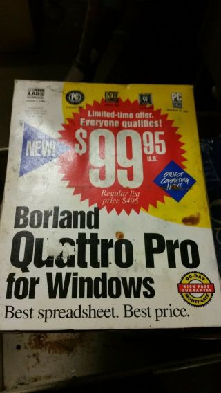 Vintage Software Borland Quattro Spreadsheet For Windows Factory