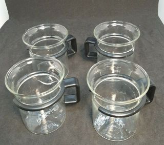 Vintage Bodum 8oz Black Handle Bistro Glass Coffee Mugs Tea Cups Espresso 4 2