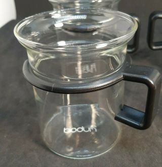 Vintage Bodum 8oz Black Handle Bistro Glass Coffee Mugs Tea Cups Espresso 4 3